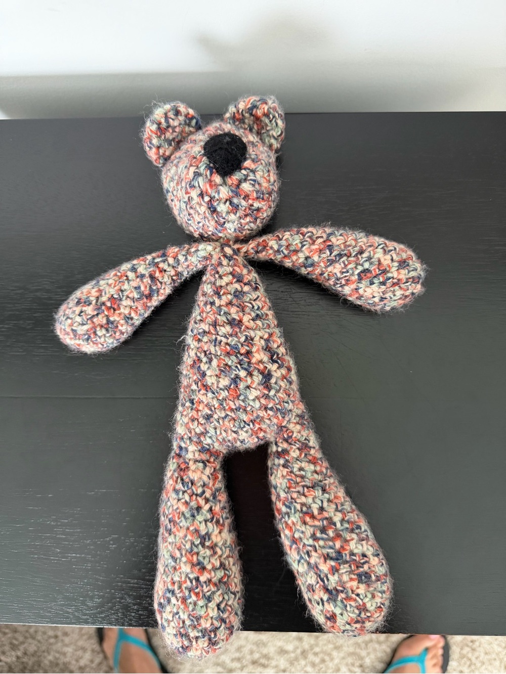 Handmade Multicolor Knit Floppy Bear Plush Toy - Kids Toy